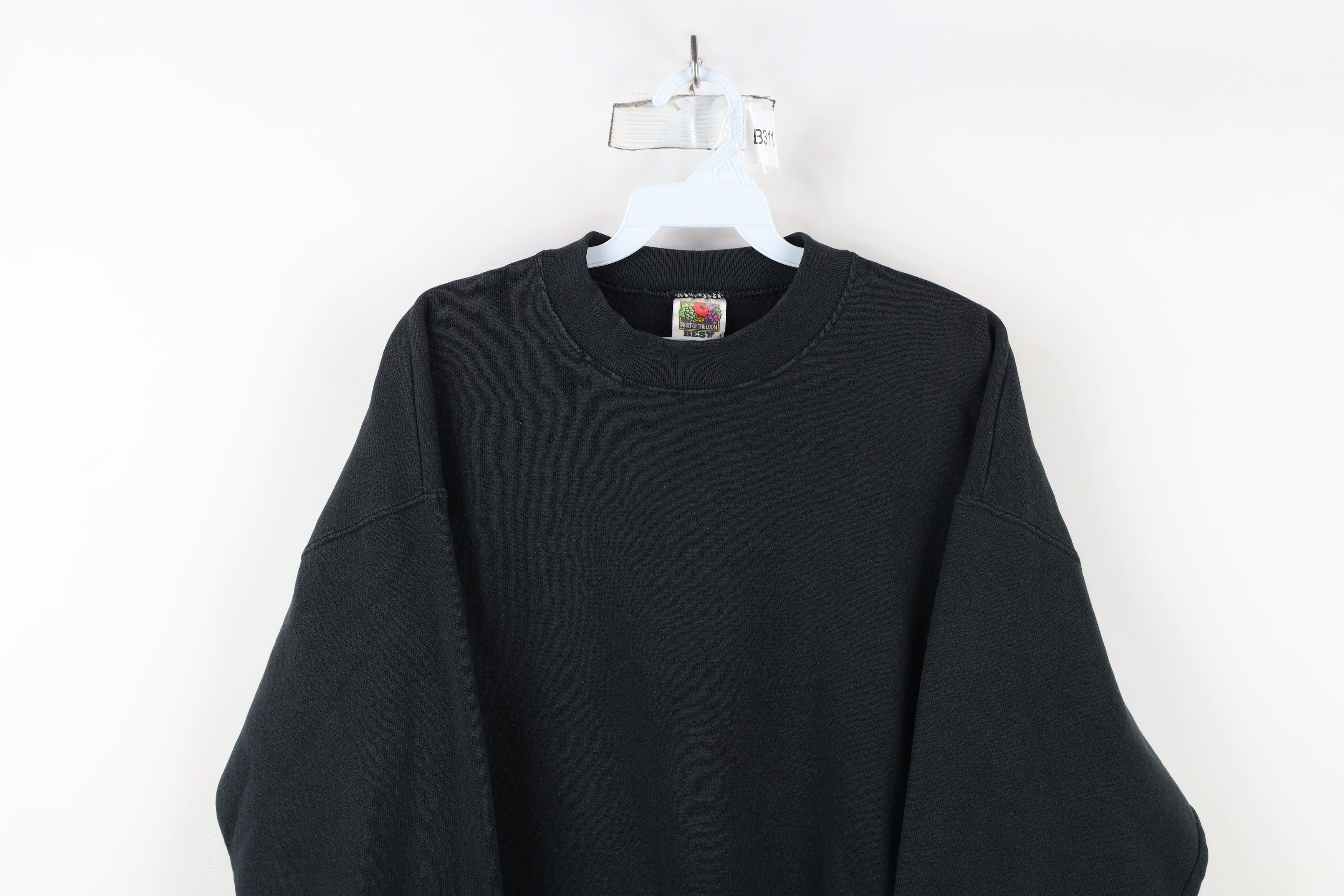 Vintage Vintage 90s Streetwear Faded Blank Crewneck Sweatshirt Black Size US L / EU 52-54 / 3 - 2 Thumbnail