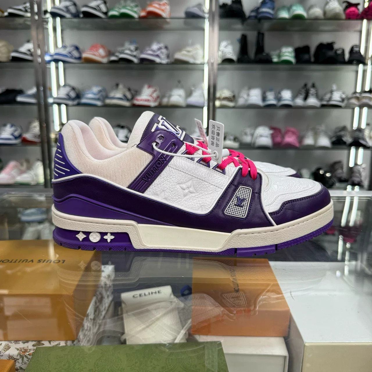 Louis Vuitton LV TRAINER White Purple Size US 11.5 / EU 44-45 - 2 Thumbnail
