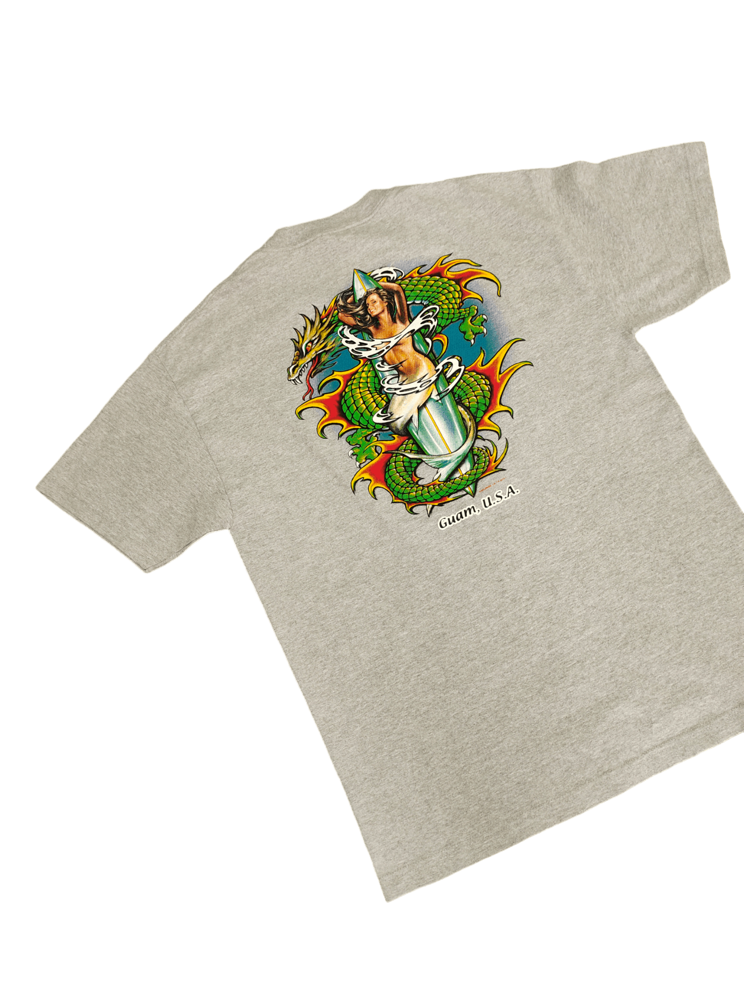 Vintage Vintage 90s Guam Usa Dragon & Mermaid Art Surfing T-Shirt Size US L / EU 52-54 / 3 - 6 Thumbnail