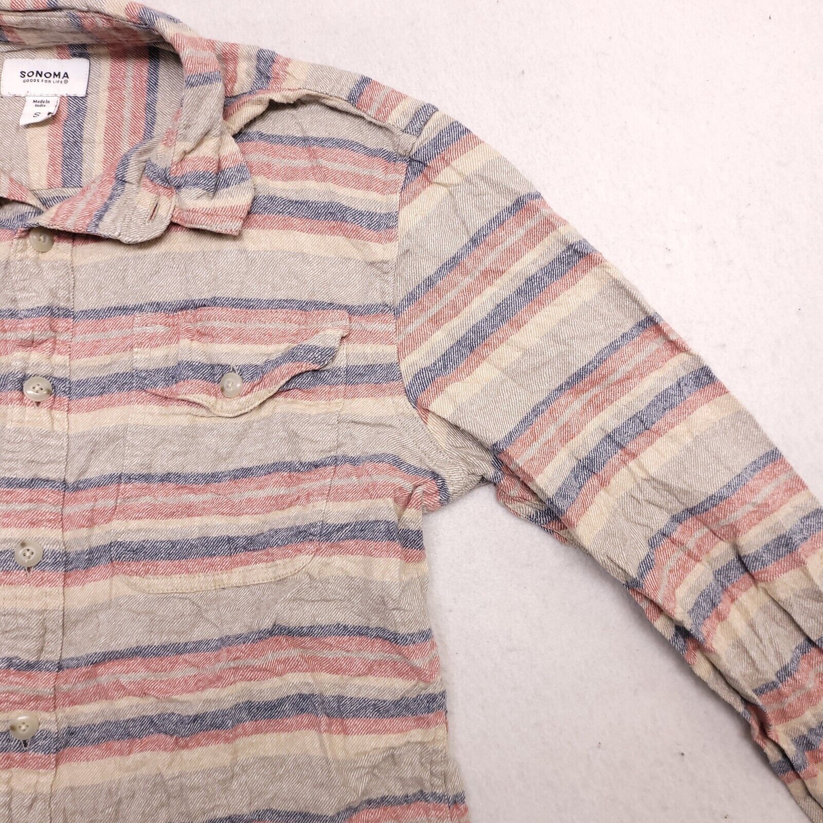 Sonoma Sonoma Flannel Shirt Mens Size Small S Red Blue Striped Size US S / EU 44-46 / 1 - 5 Thumbnail