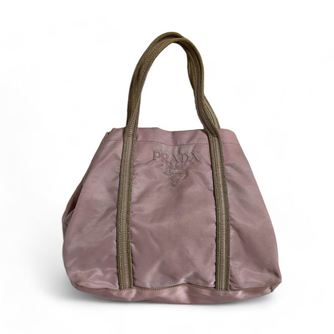 Prada Prada - Pink Nylon Handbag Brown Leather Size ONE SIZE - 7 Thumbnail