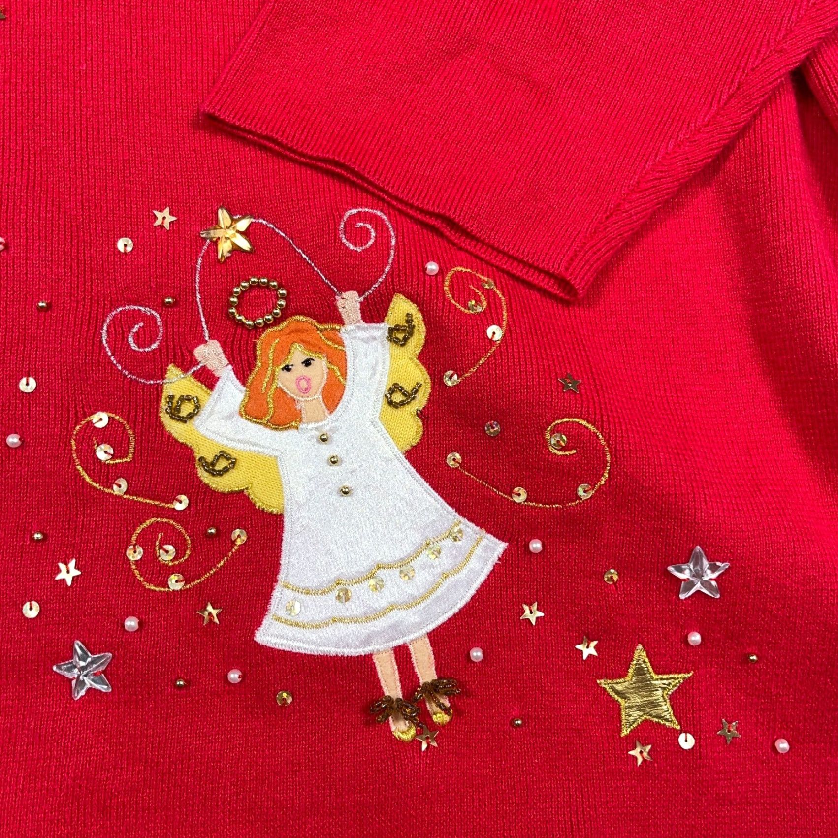 Quacker Factory Vintage Quacker Factory Sweater Women 2X Red Christmas Angels V Neck VTG Y2K Size XXL / US 16-18 / IT 52-54 - 6 Thumbnail