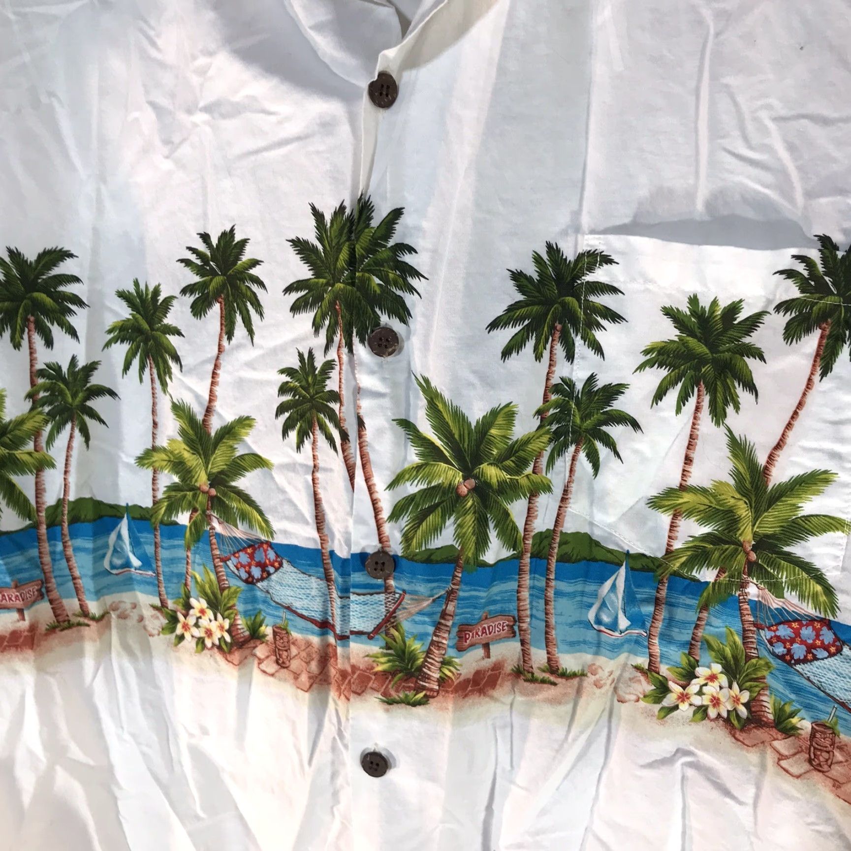 Vintage Hawaiian Reserve Button-Up Shirt Mens 3XL White Tropical Beach Scene Casual Size US XXL / EU 58 / 5 - 2 Thumbnail