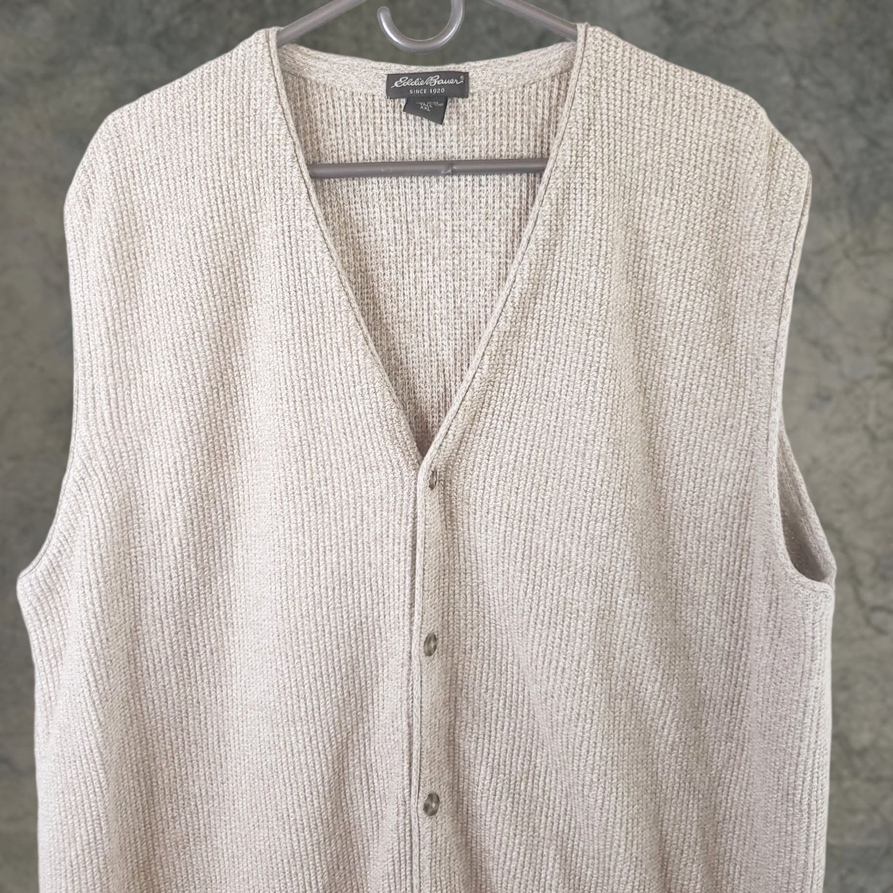 Eddie Bauer VINTAGE Eddie Bauer Sweater Vest Mens 2XLT Beige Button Front Cotton Knit Vest Sweatshirt Size US XXL / EU 58 / 5 - 1 Thumbnail