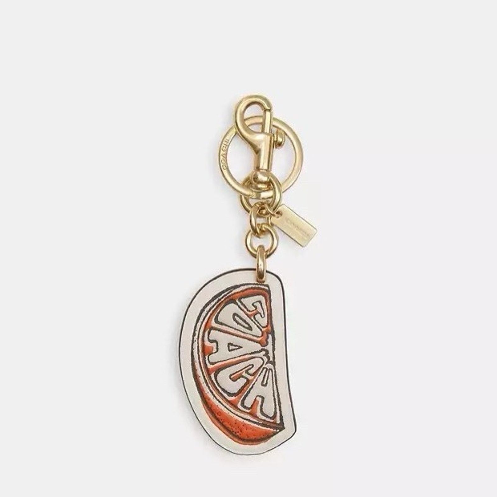 Coach NWT Coach Orange Bag Charm Keychain Gold Chalk Orange CA054 Size ONE SIZE - 4 Thumbnail
