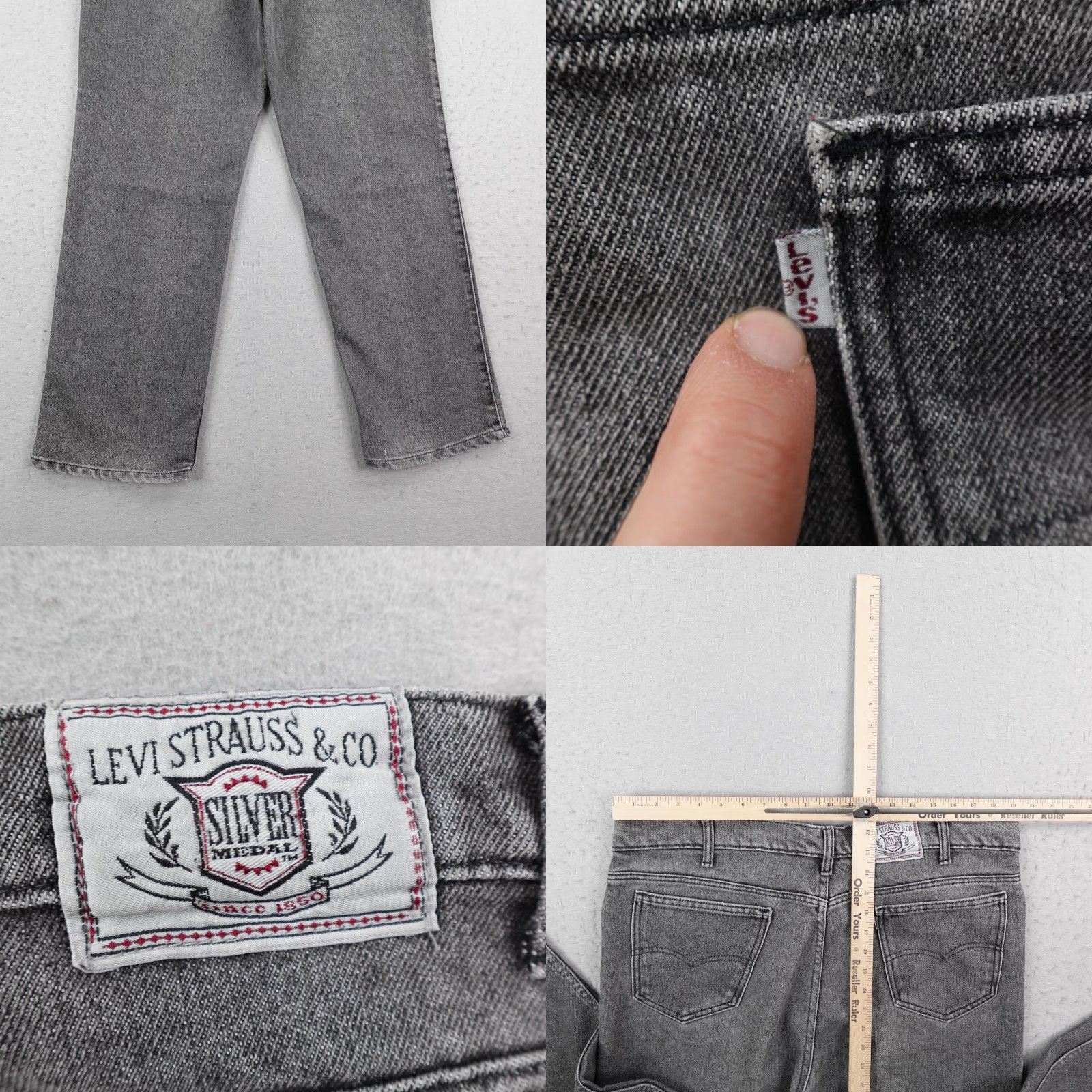 Levi's VINTAGE Levi's Jeans Mens 42x30 Gray Denim Silver Medal Straight Leg 90s Distressed Pockets Size US 42 / EU 58 - 8 Thumbnail
