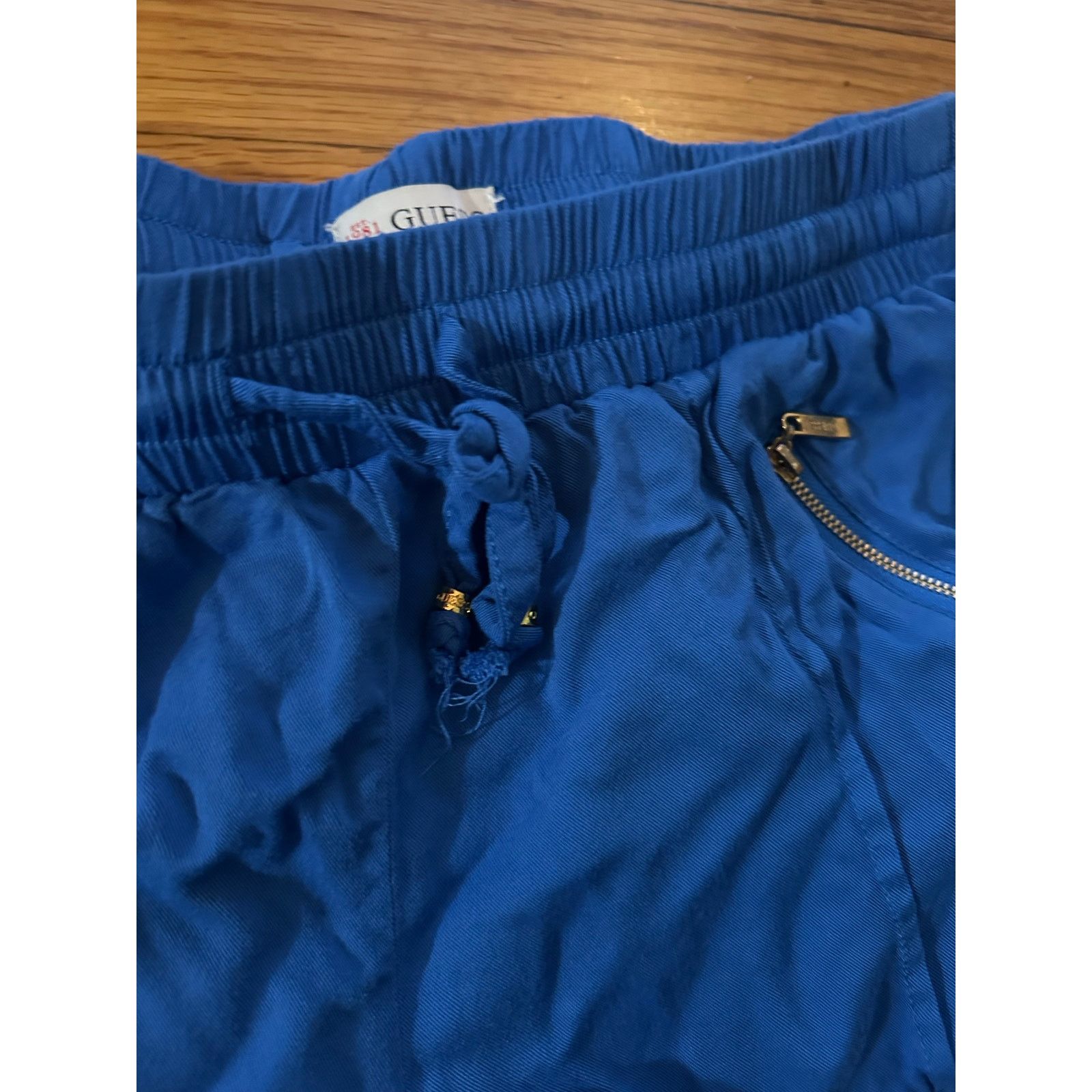 Guess Guess Blue Drawstring Shorts with Zipper Pockets Size 28" / US 6 / IT 42 - 2 Thumbnail