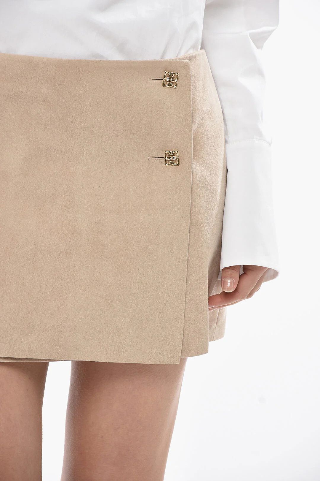 Givenchy og1mm0326 Suede Wrap Skirt in Beige Size 28" / US 6 / IT 42 - 3 Thumbnail