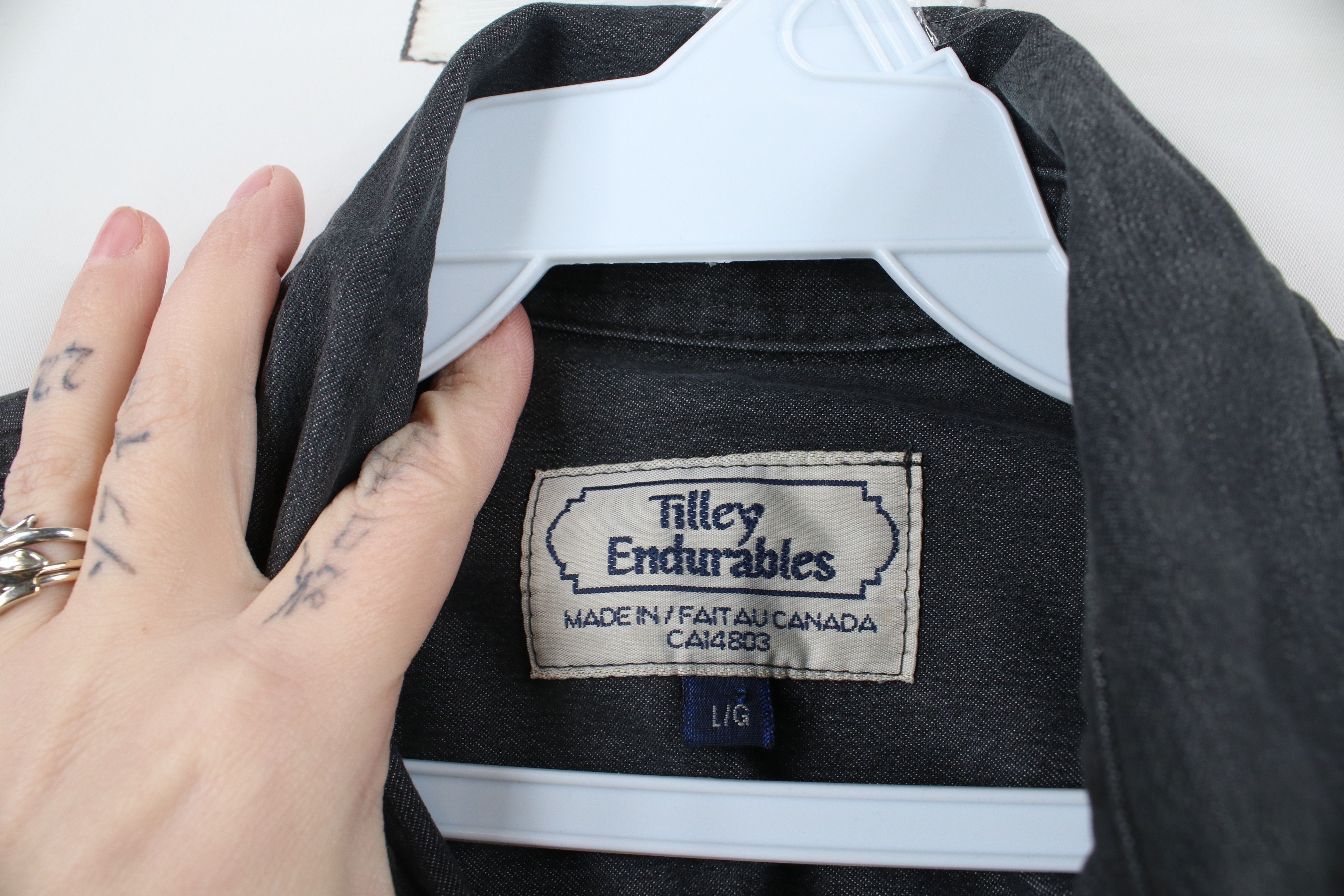 Tilley × Vintage Vintage Tilley Endurables Stretch Safari Denim Button Shirt Size US L / EU 52-54 / 3 - 8 Thumbnail