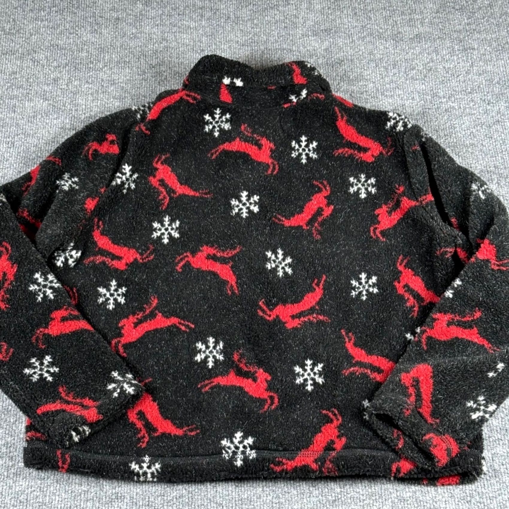 Vintage The Barrage Co. Christmas Fleece Button Jacket Women M Black Reindeer Snowflake Print Pattern Holiday Wear Casual Workwear Size M / US 6-8 / IT 42-44 - 4 Thumbnail