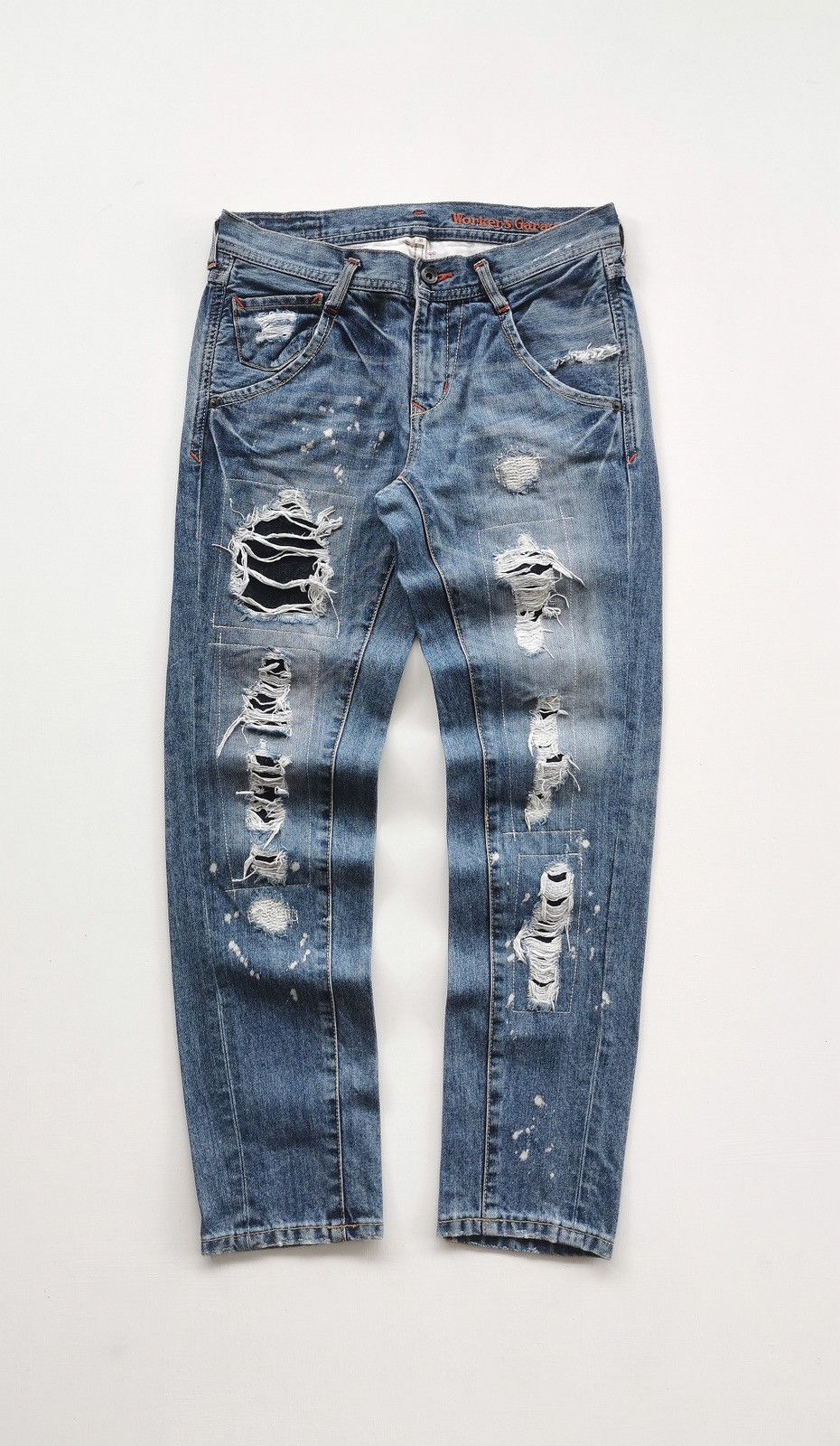 Japanese Brand Workers Garage Patchwork Distressed Denim Jeans Size 29" - 2 Thumbnail