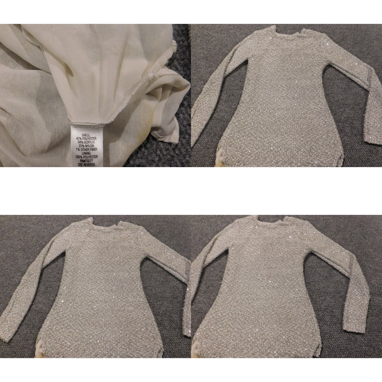 Apt. 9 Apt 9 Womens Sweater Small gray pullover crewneck lined Knit Long Sleeve Embroidered Classic Knit Style Casual Men? No Size S / US 4 / IT 40 - 8 Thumbnail