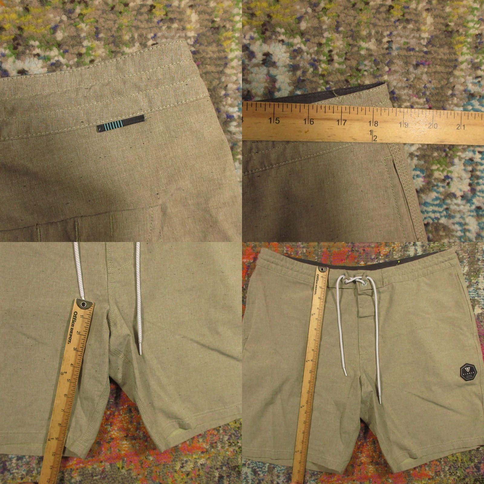 Vissla Vissla Men Bermuda Shorts 38 Beige Quick Dry Stretch Board Shorts Casual Travel Summer Spring Mens Size US 38 / EU 54 - 8 Thumbnail