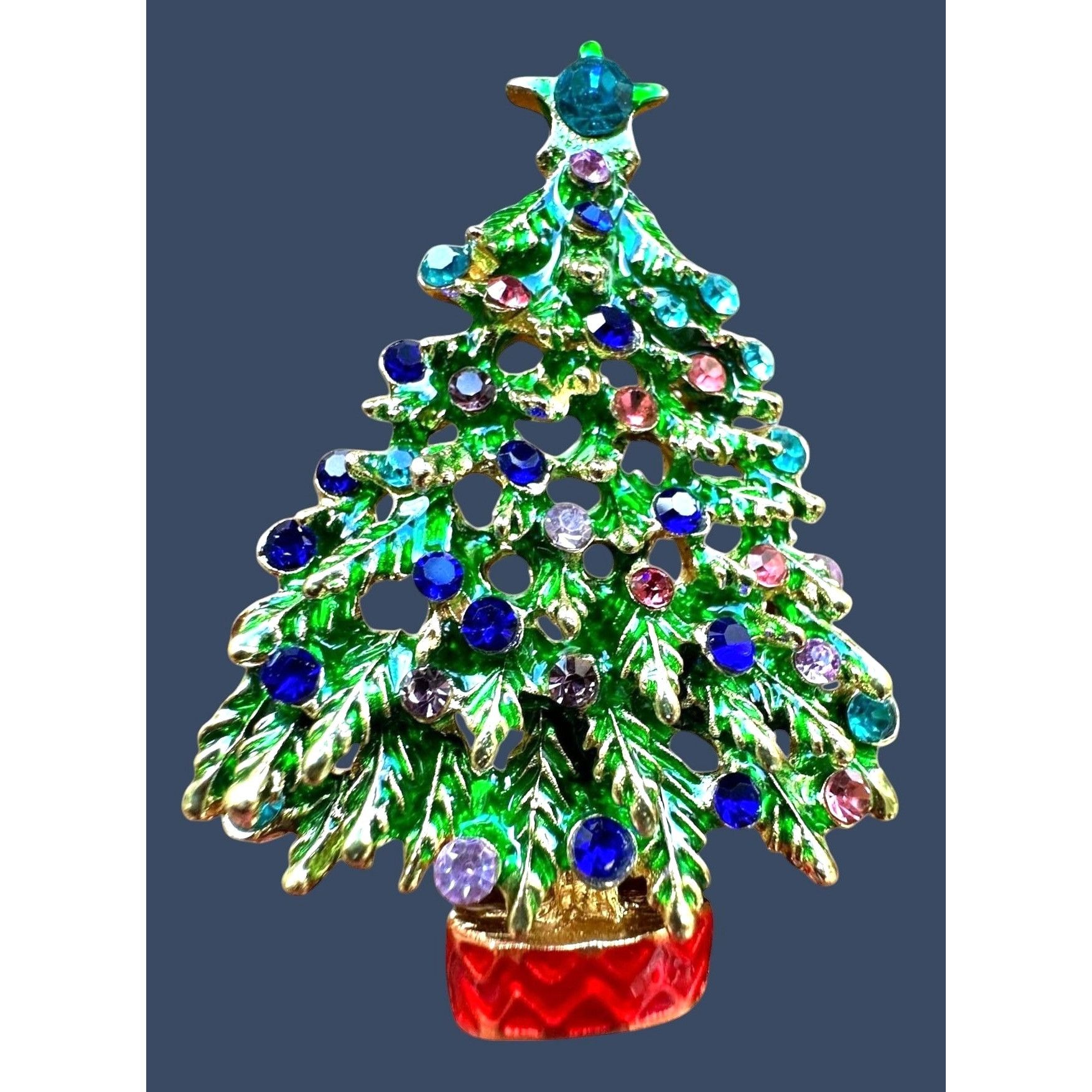 Handmade Christmas at Graceland Brooch Pin New Elvis Blue Sapphire Cr Size ONE SIZE - 1 Thumbnail