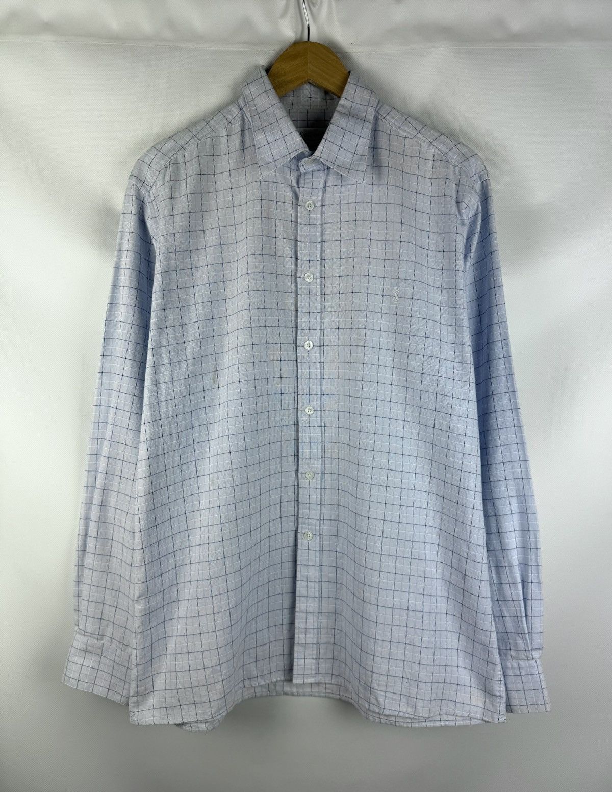 Yves Saint Laurent YSL Vintage Yves Saint Laurent L/S Plaid Button Up Shirt Size US L / EU 52-54 / 3 - 1 Thumbnail