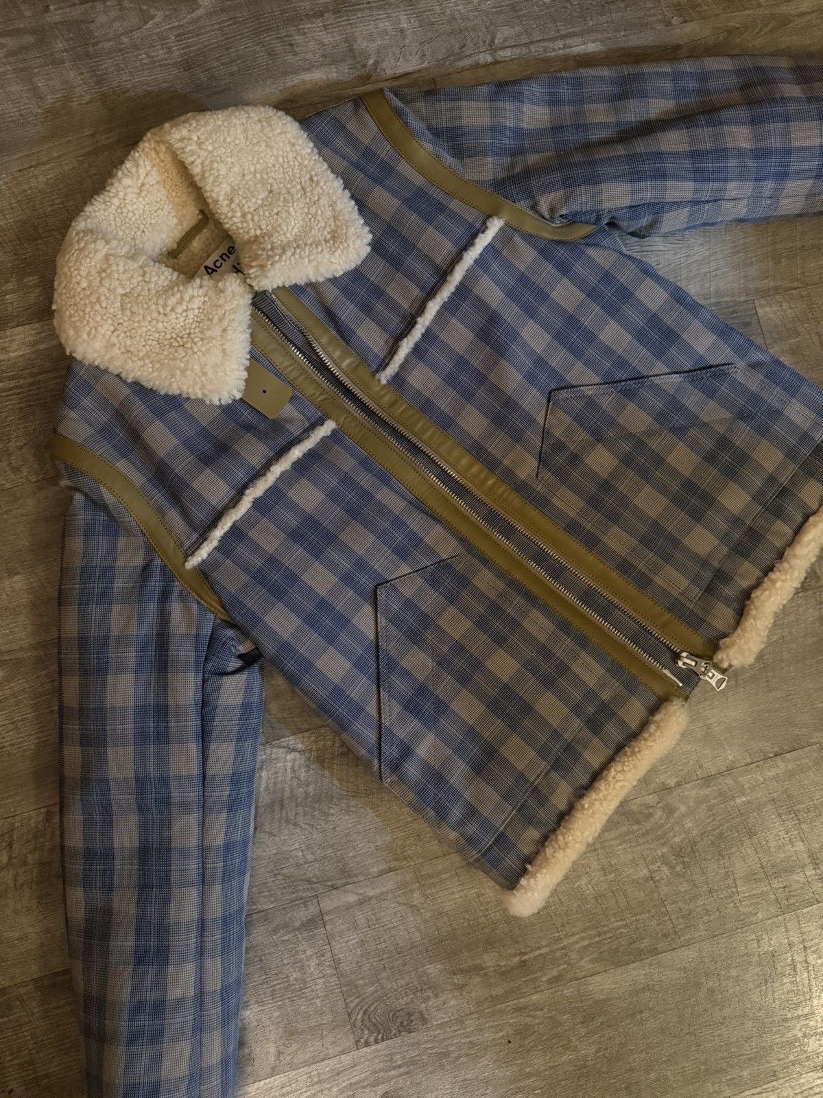 Acne Studios Acne Studios Checked Shearling Aviator Jacket Size US S / EU 44-46 / 1 - 1 Thumbnail
