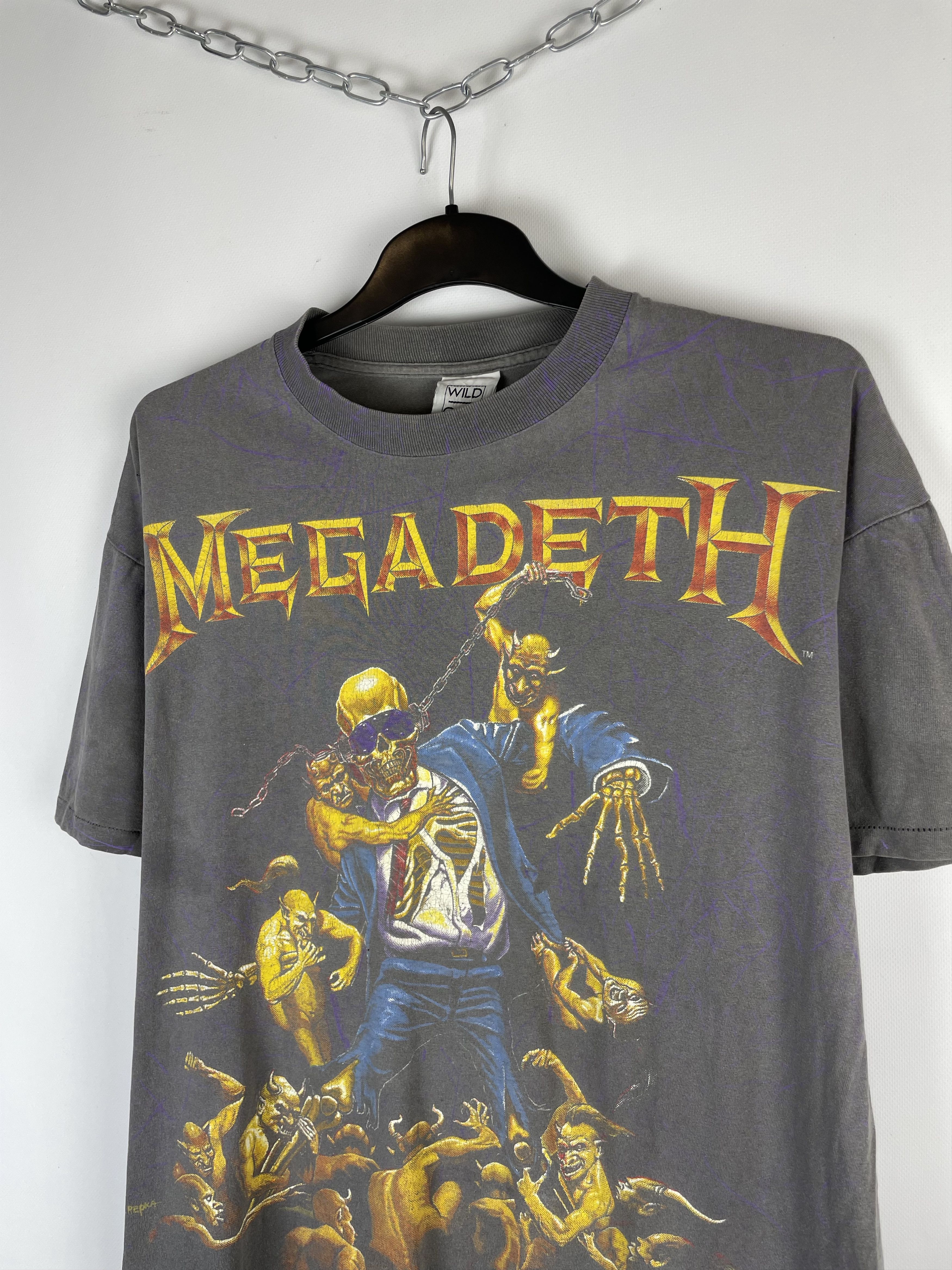 Band Tees × Vintage 1991 MEGADETH ALL OVER PRINT AOP WILD OATS TEE SHIRT Size US XL / EU 56 / 4 - 4 Thumbnail