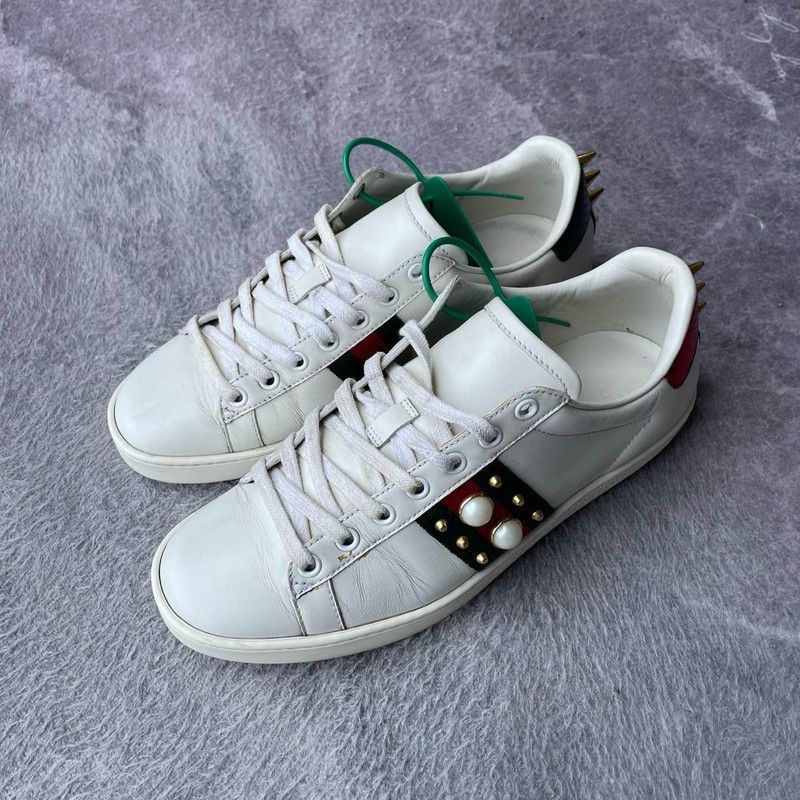 Gucci Gucci ACE Leather Studded Sneakers for Women 0079 Size US 6.5 / IT 36.5 - 1 Thumbnail