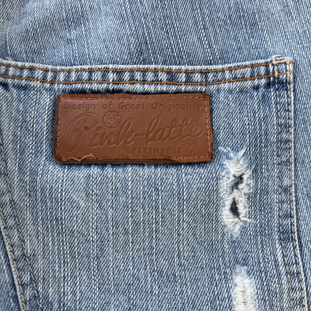 VINTAGE PINK LATTE DISTRESSED JEAN DENIM PANTS