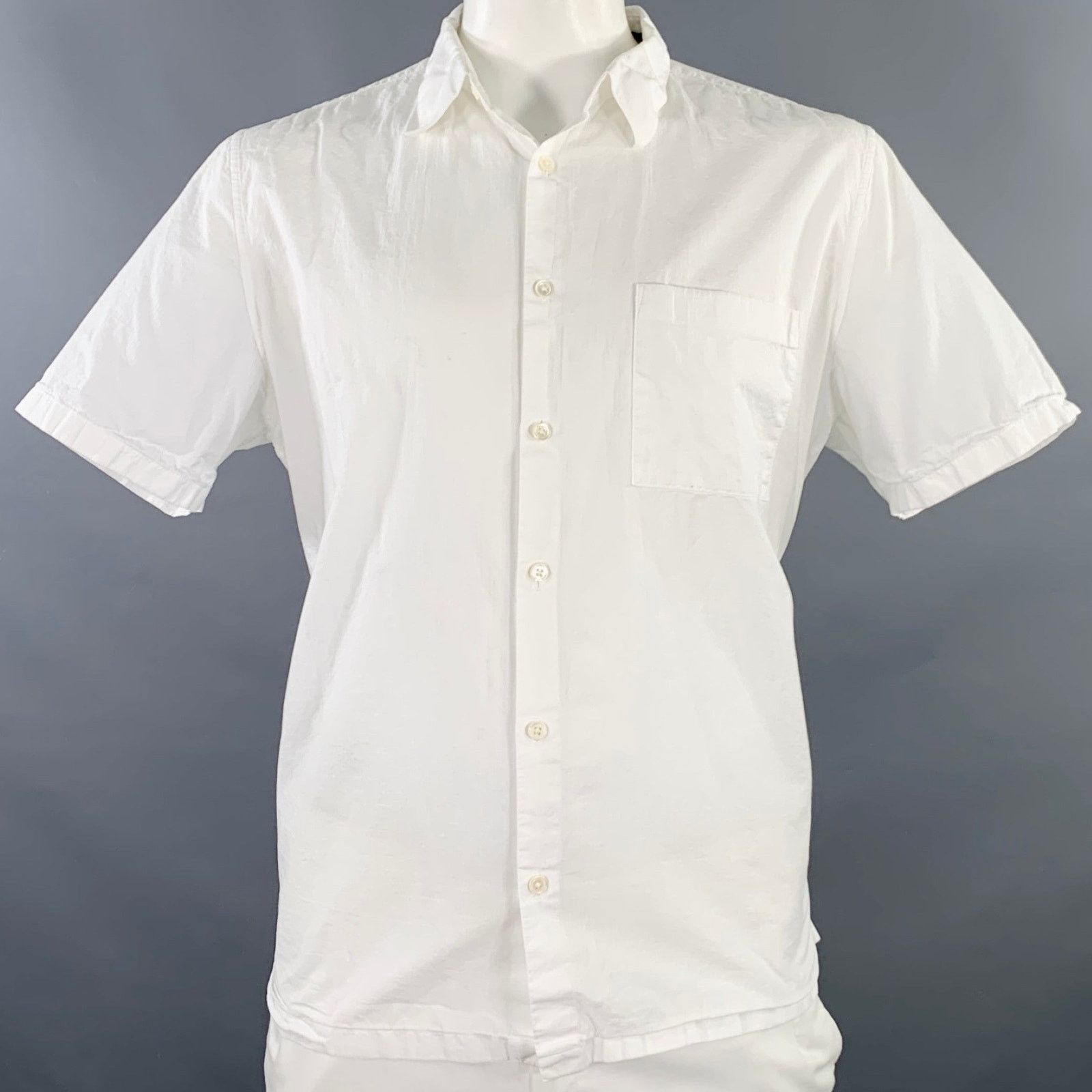 Theory Size XXL Irving White Cotton One Pocket Short Sleeve Shirt Size US XXL / EU 58 / 5 - 1 Thumbnail