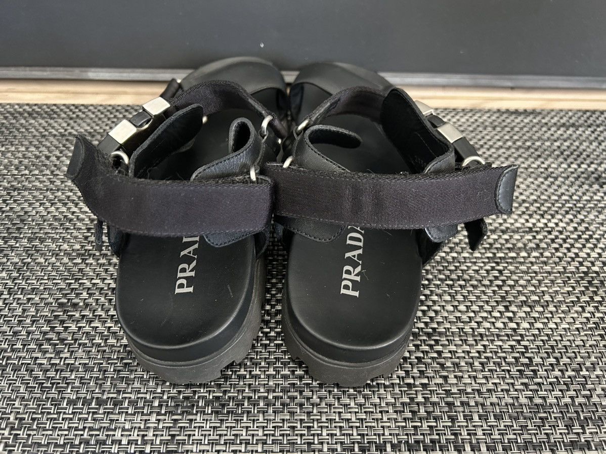 Prada *PRADA* Black Sporty Nylon & Leather Tape Strap Sandals 10 Size US 10 / EU 43 - 18 Thumbnail