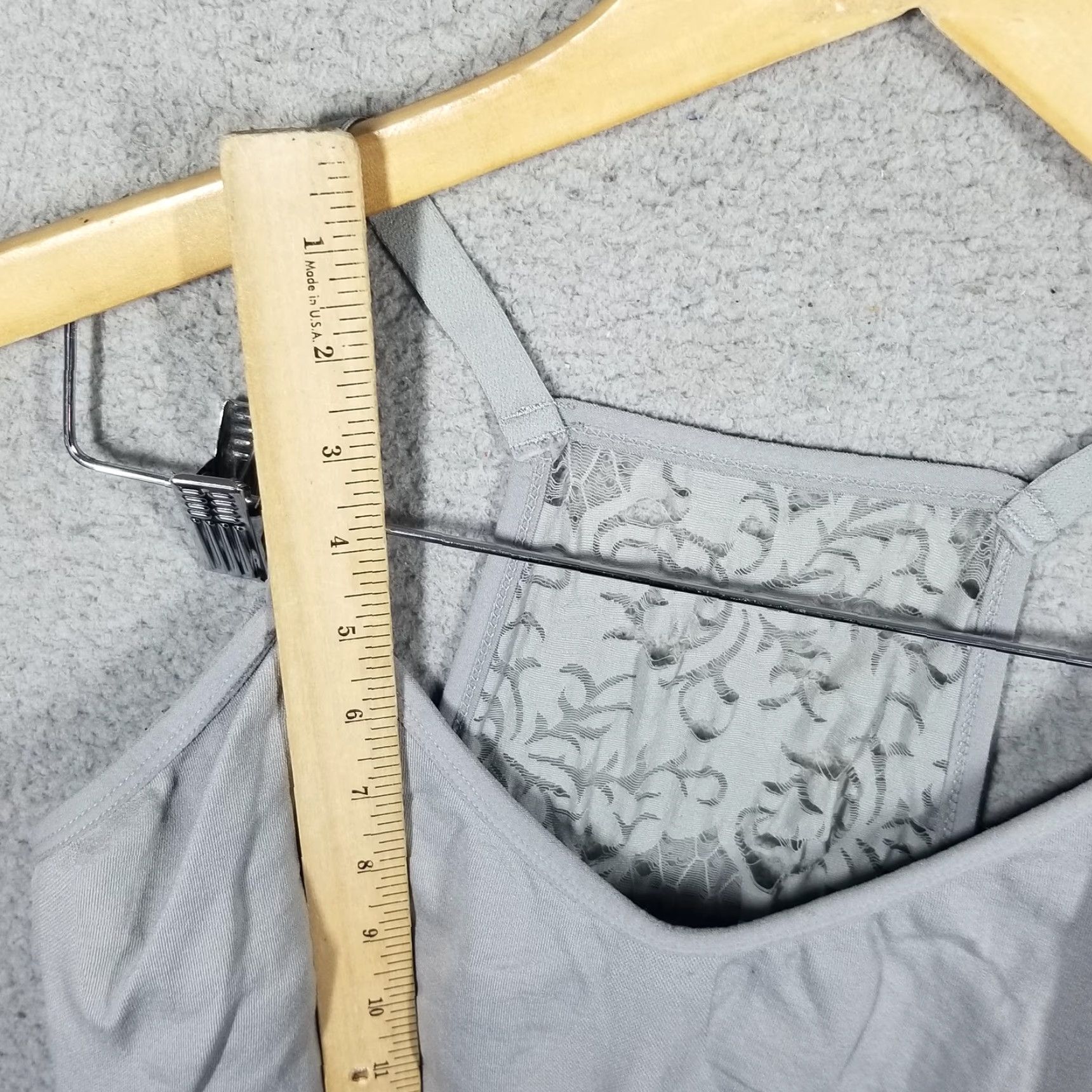 Vintage Workout Women's Tank Top Large Gray Lace Back Athleisure Cami Sleeveless Spandex Nylon Size L / US 10 / IT 46 - 3 Thumbnail