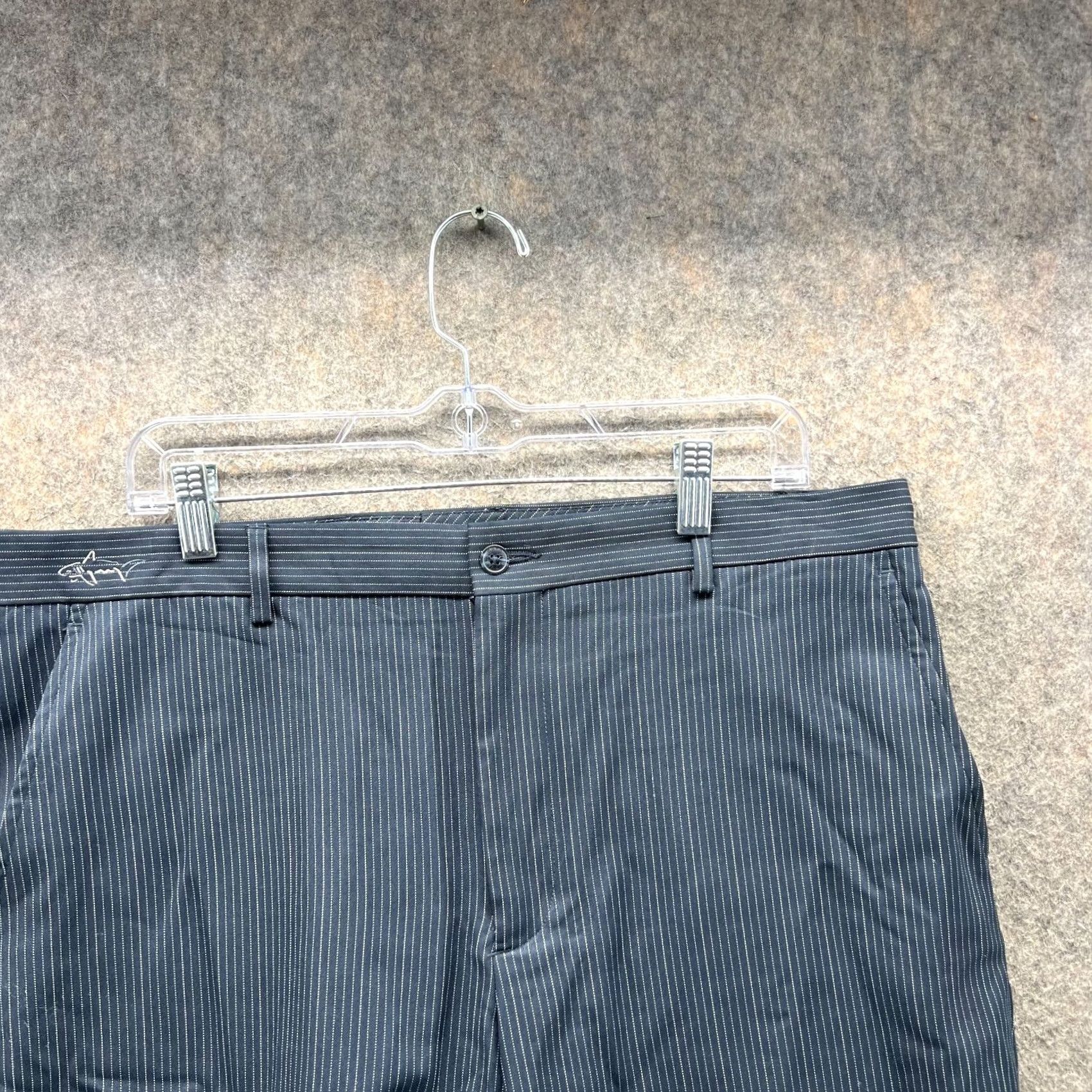 Vintage Greg Norman Shorts Mens 36 Black Chino Flat Front Stripes Cotton Golf Stretch Regular Rise Mid Inseam 9in Button Size US 36 / EU 52 - 6 Thumbnail