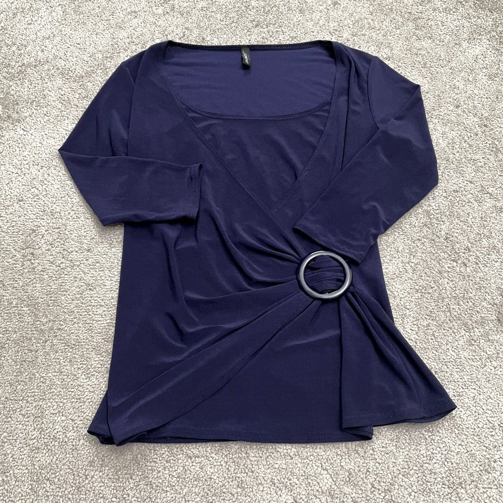 Vintage Jason Maxwell Blouse Womens M Blue Long Sleeve Knit Holiday? (resolved) Size M / US 6-8 / IT 42-44 - 2 Thumbnail