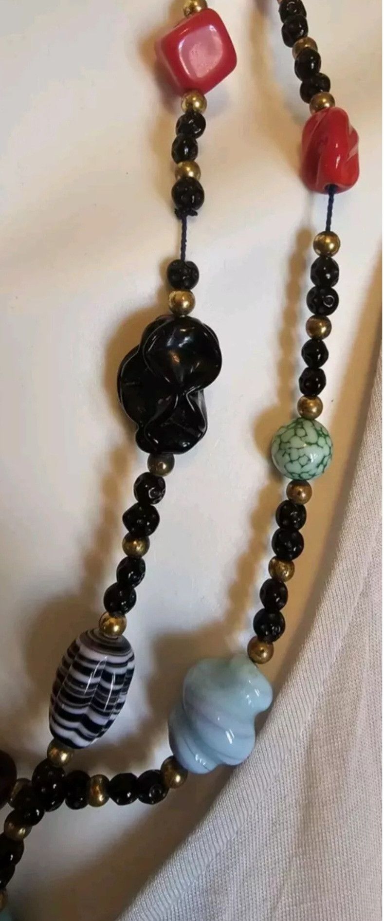 Handmade Antique Vintage 53" Lampwork Glass Beads Flapper Necklace Size ONE SIZE - 7 Thumbnail