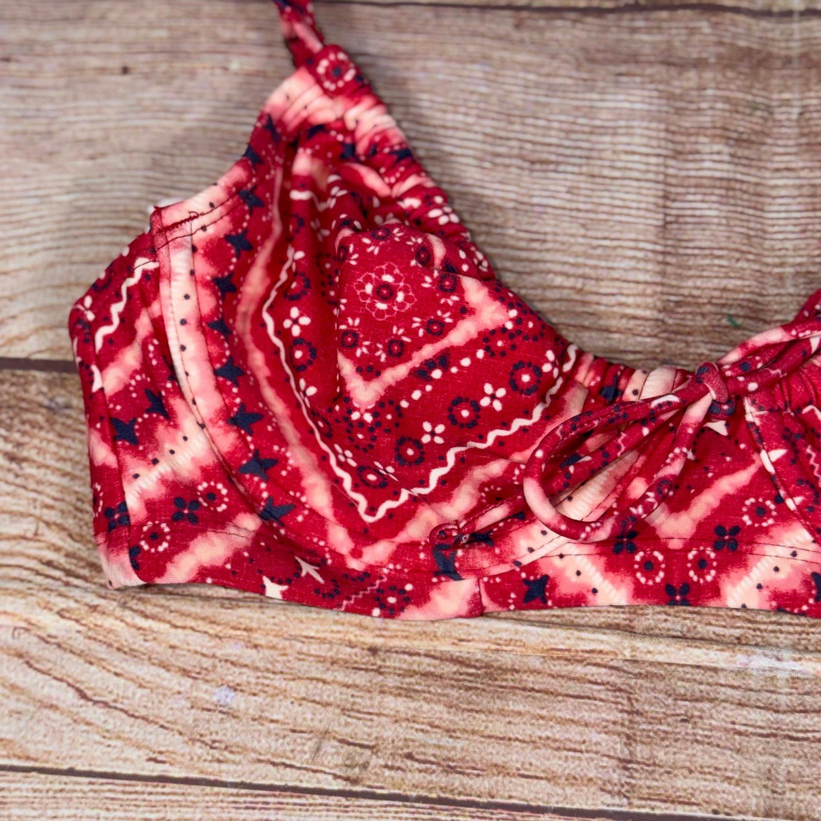 Other True Craft Small Red Bandana Print Bikini Top Size ONE SIZE - 2 Thumbnail