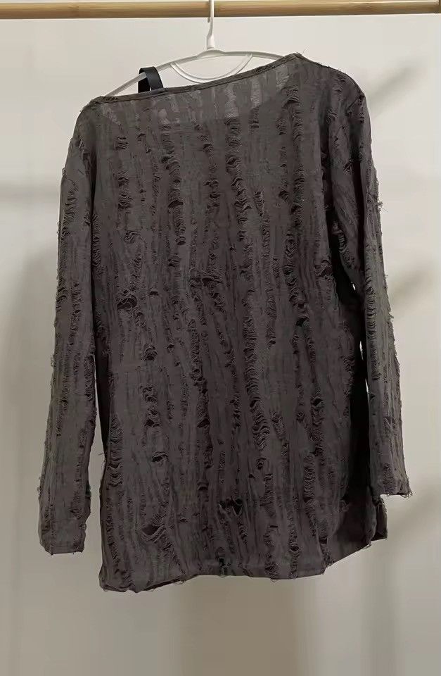 Japanese Brand Grunge Distressed Off-Shoulder Graphic Longsleeve Size XL / US 12-14 / IT 48-50 - 2 Thumbnail