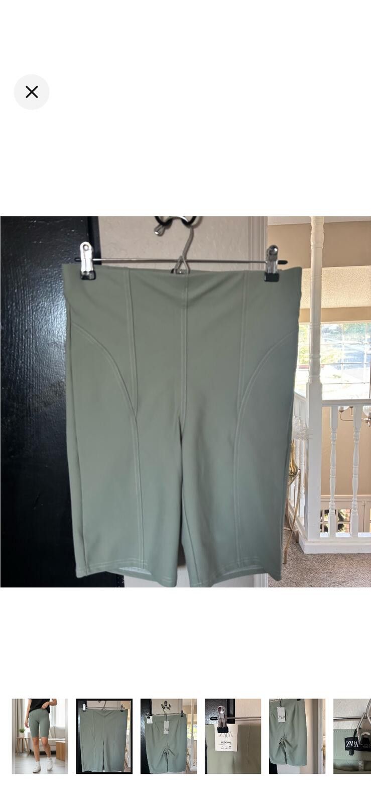 Zara (ZARA) Sage Green High-Waisted Shorts Size 36" / US 14 / IT 50 - 2 Thumbnail
