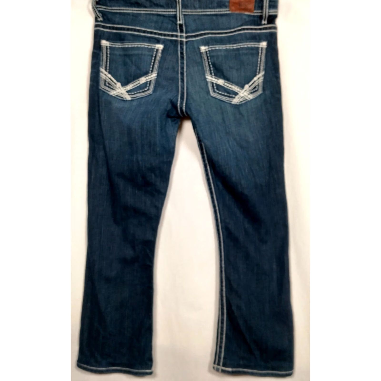 BKE BKE Jeans Woman 32L Denim Bootcut Regular 5-Pocket Blue Whiskering White Stitching Dark Wash Distressed look - Buckle Bke Payton Size 24" / US 00 / IT 34 - 2 Thumbnail