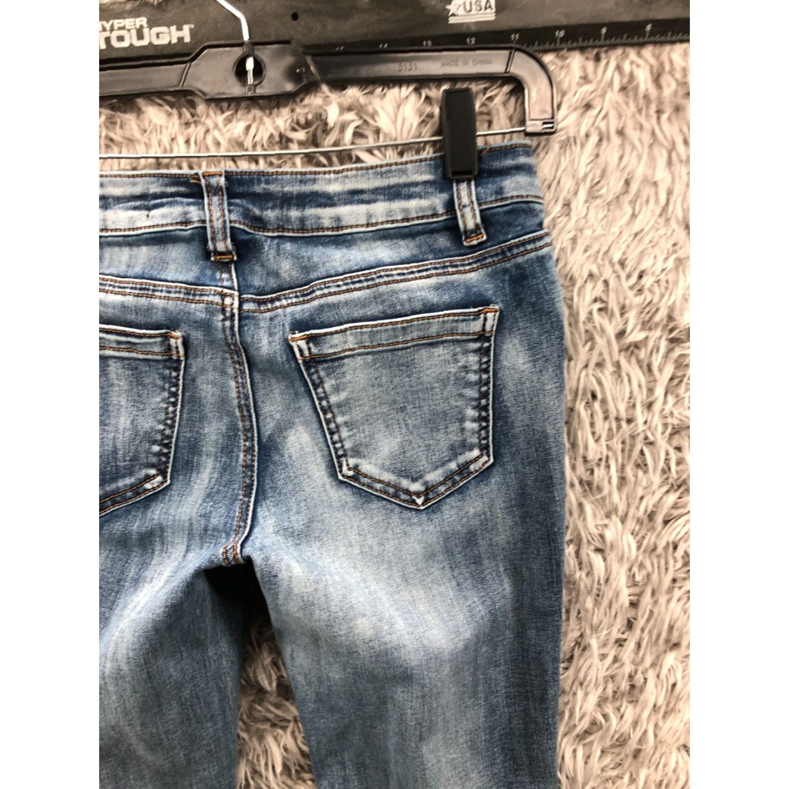 Vintage Ashley Mason Jeans Distressed Skinny Low Rise Size 1 Juniors Medium Wash Blue Size 25" / US 0 / IT 36 - 6 Thumbnail
