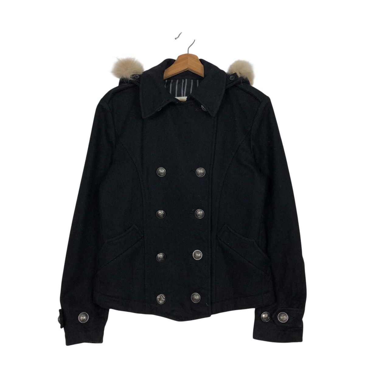 PPFM 📌Rich Black Wool Biker Jacket PPFM Mink Fur Hoodie Size US M / EU 48-50 / 2 - 13 Thumbnail