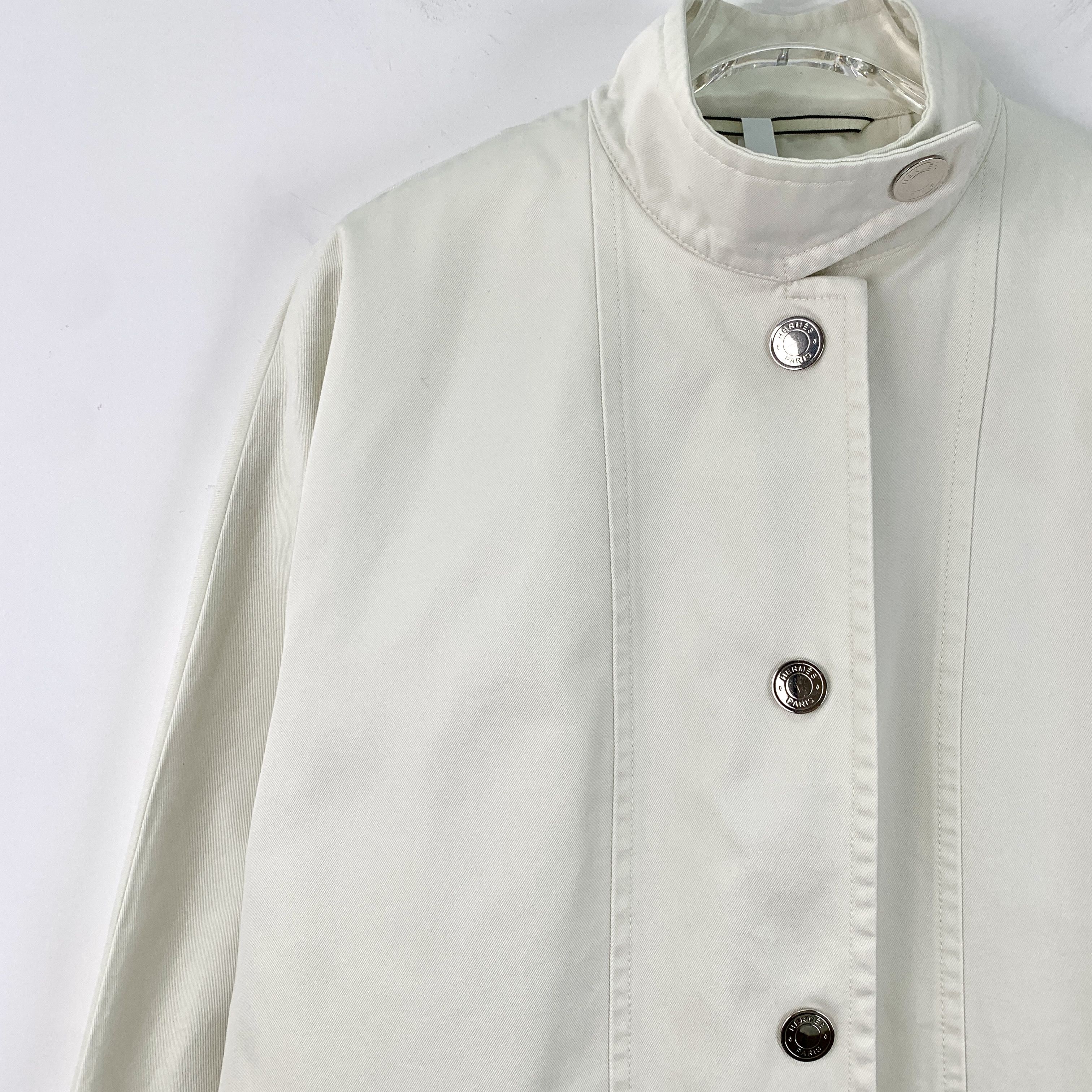 Hermes Hermès White Button-Up Trench Coat (Size 36) Size XS / US 0-2 / IT 36-38 - 7 Thumbnail