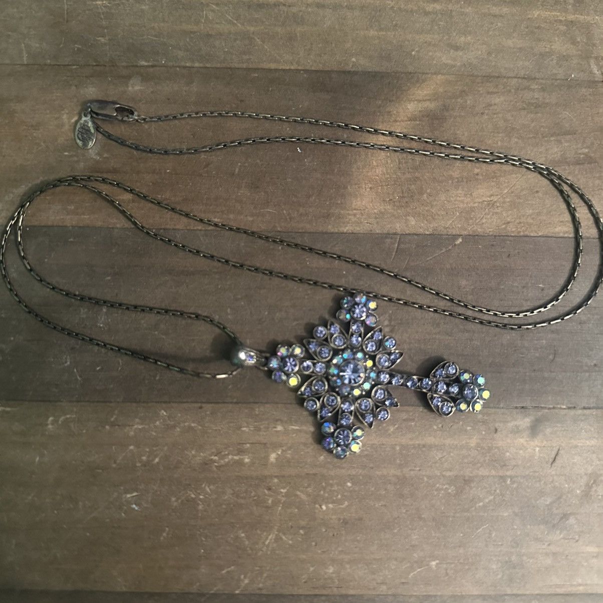 Other Kirks Folly brass tone AB rhinestone cross pendant necklace Size ONE SIZE - 2 Thumbnail