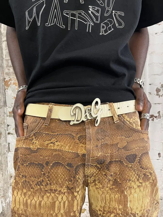 Dolce & Gabbana 2000s Dolce & Gabbana White Leather Belt Size ONE SIZE - 1 Thumbnail
