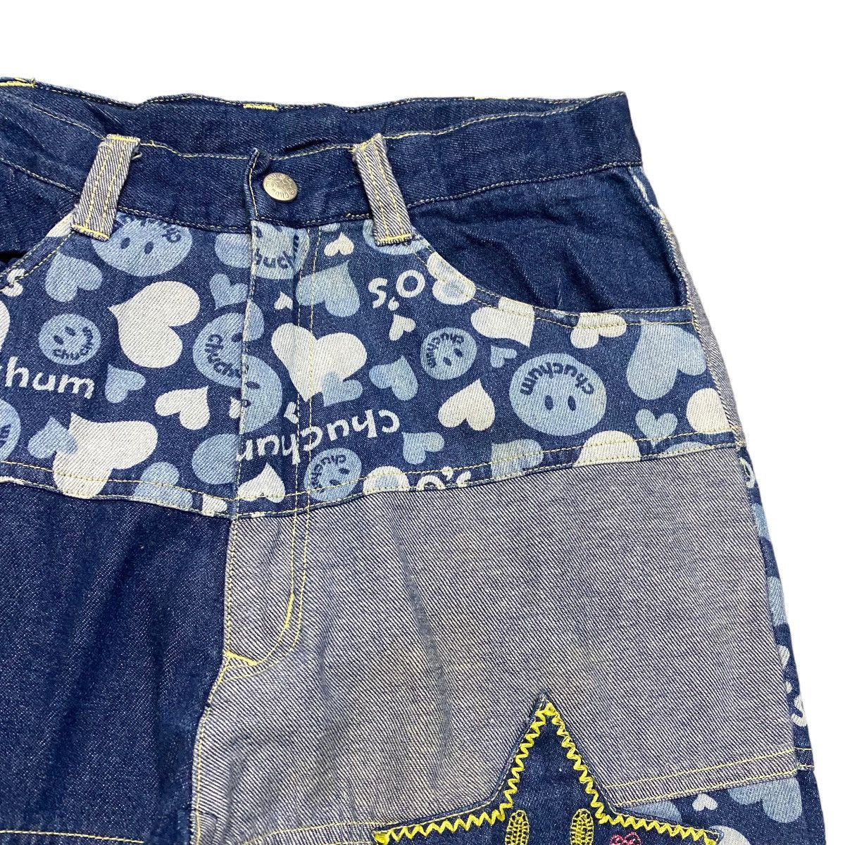 Hysteric Glamour Chuchum Smiley Hippie Denim Patchwork Flare Pants Size 26" / US 2 / IT 38 - 5 Thumbnail
