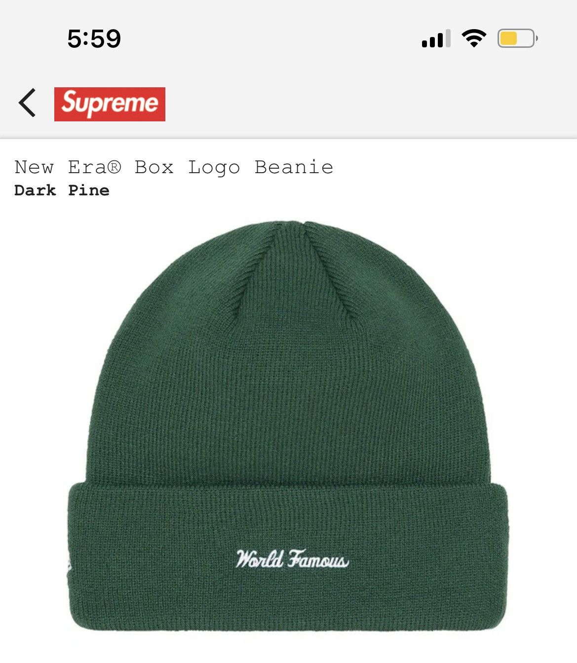 New Era × Supreme *New* Supreme x New Era Box Logo Beanie FW22 Dark Pine Size ONE SIZE - 2 Thumbnail
