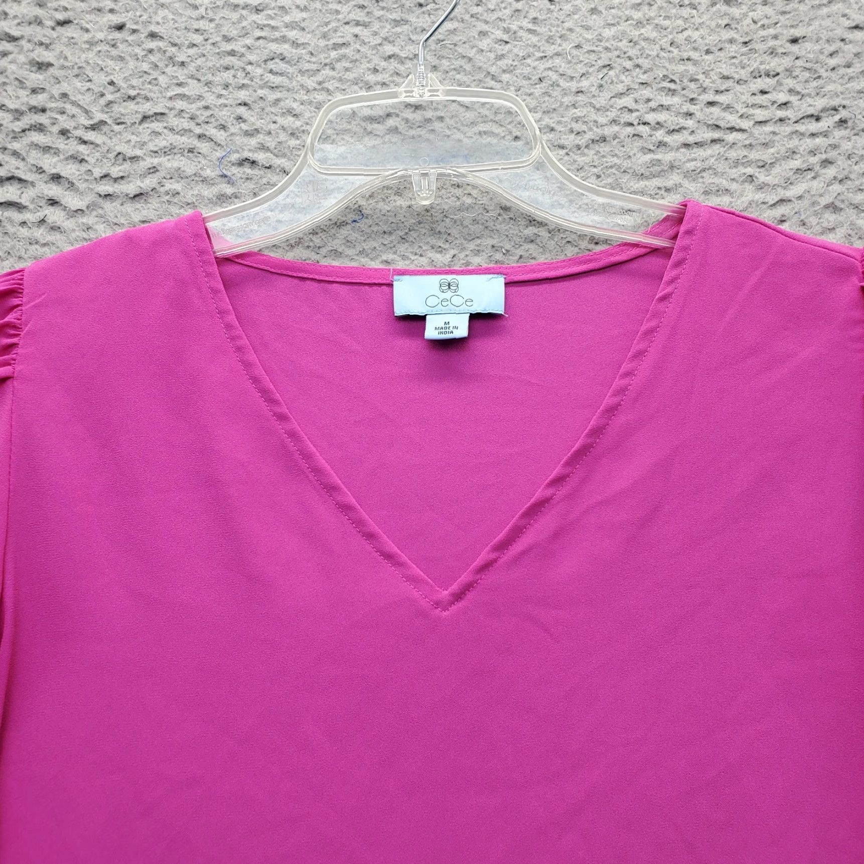 Vintage CeCe Blouse Womens M Pink Balloon Sleeve V Neck Shirt Size M / US 6-8 / IT 42-44 - 7 Thumbnail