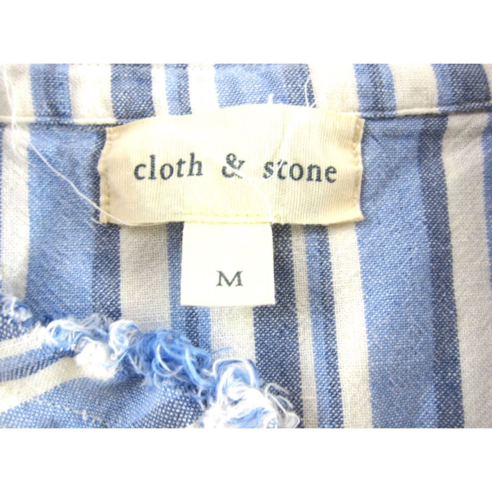 CLOT Cloth & Stone Blouse Blue White Stripe Linen Rayon Button Up Long Sleeve Tunic M Womens Size M / US 6-8 / IT 42-44 - 3 Thumbnail