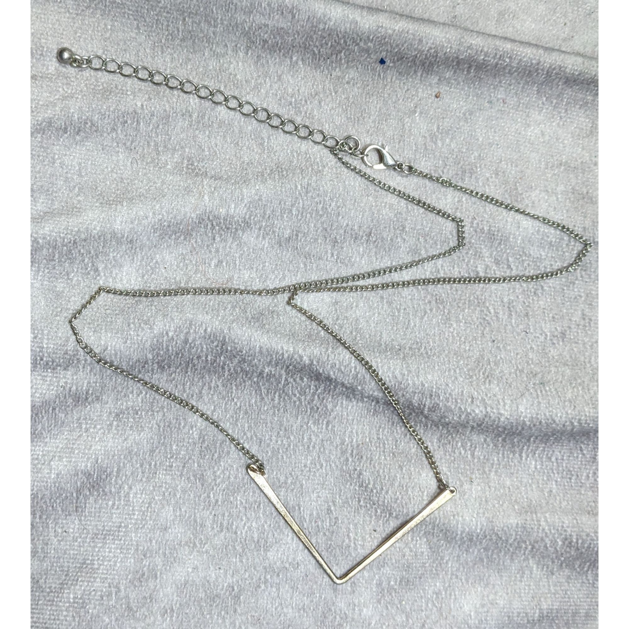 Other Minimalist Silver-Tone Chevron Pendant Necklace With Adjusta Size ONE SIZE - 6 Thumbnail