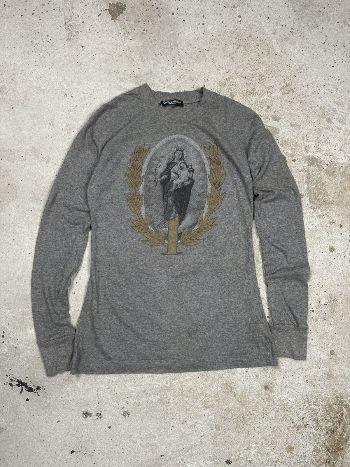 2010s Dolce & Gabbana Catholic Grey Long Sleeve Tee
