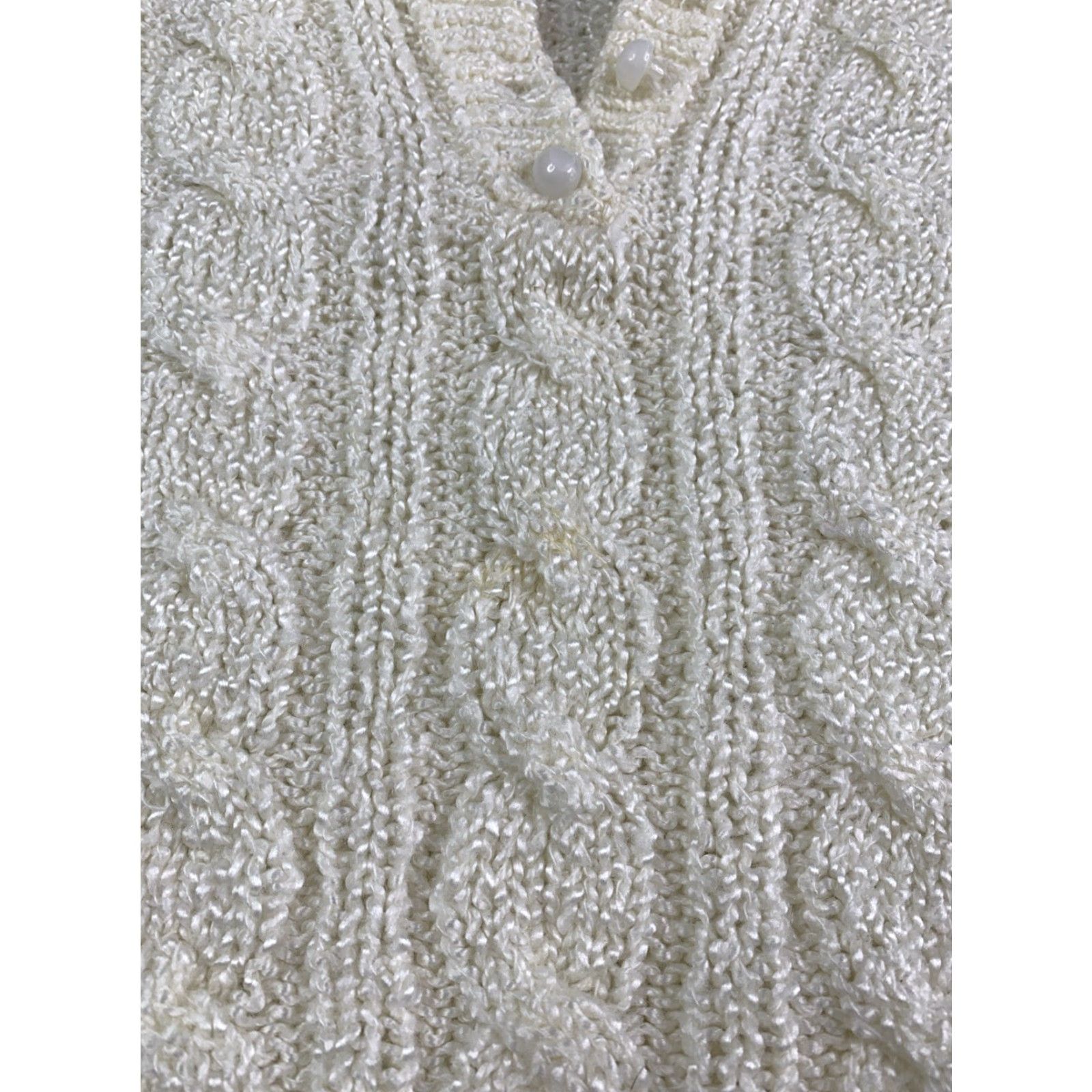 Vintage VINTAGE Baxter & Wells Collared Cable-Knit Embroidery Sweater Womens M Ivory Size M / US 6-8 / IT 42-44 - 4 Thumbnail