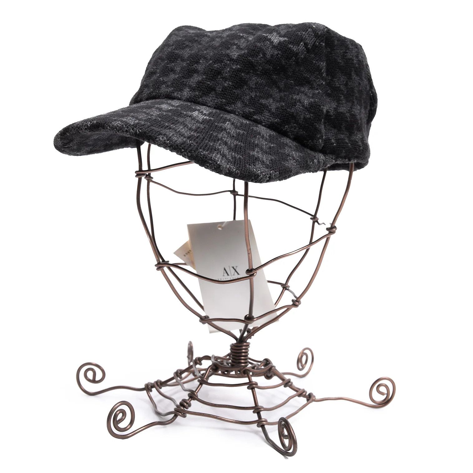 Armani Houndstooth Pattern Cotton Blend Cap in Gray and Black Size ONE SIZE - 1 Thumbnail