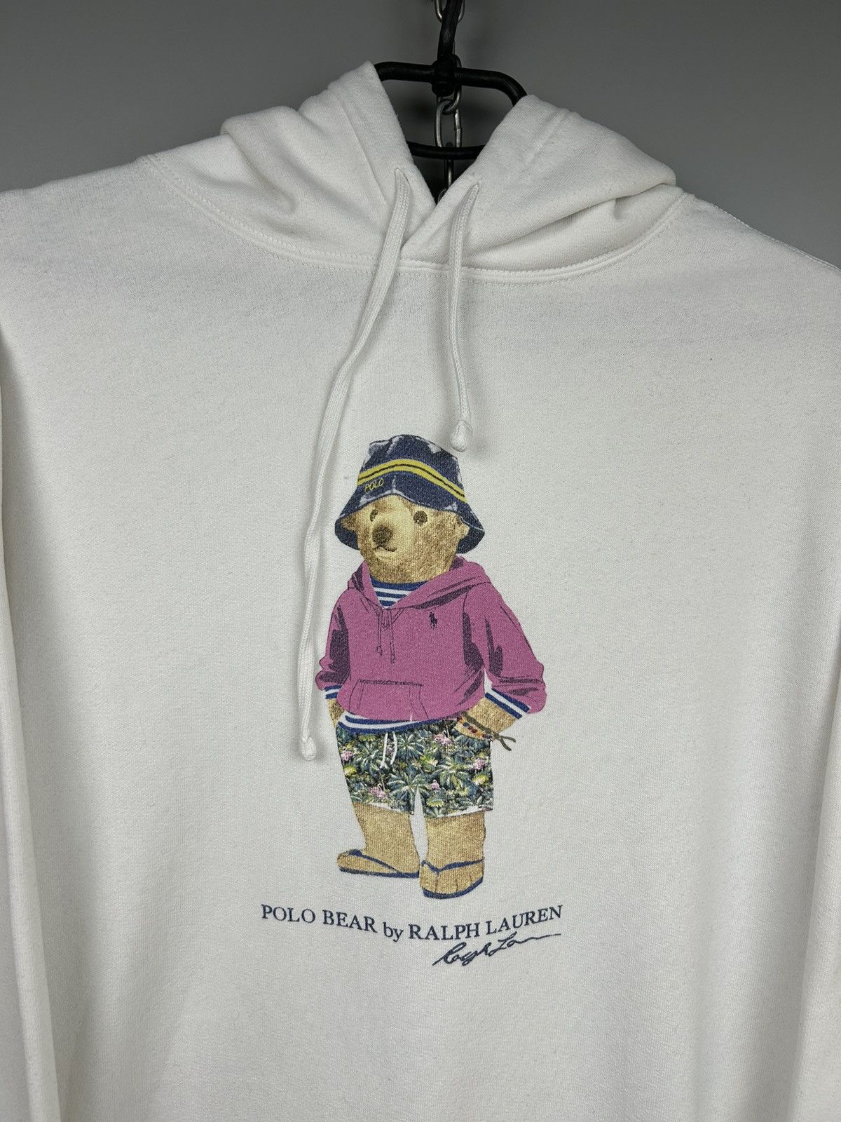 Vintage POLO BEAR by Ralph Lauren White Hoodie Sweatshirt Size US M / EU 48-50 / 2 - 2 Thumbnail