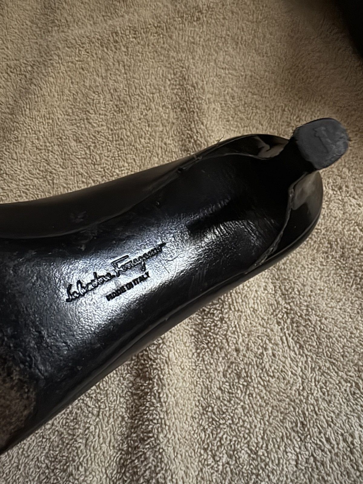 Salvatore Ferragamo 90s black leather heels with patent leather toe cap Size US 4.5 / IT 34.5 - 7 Thumbnail