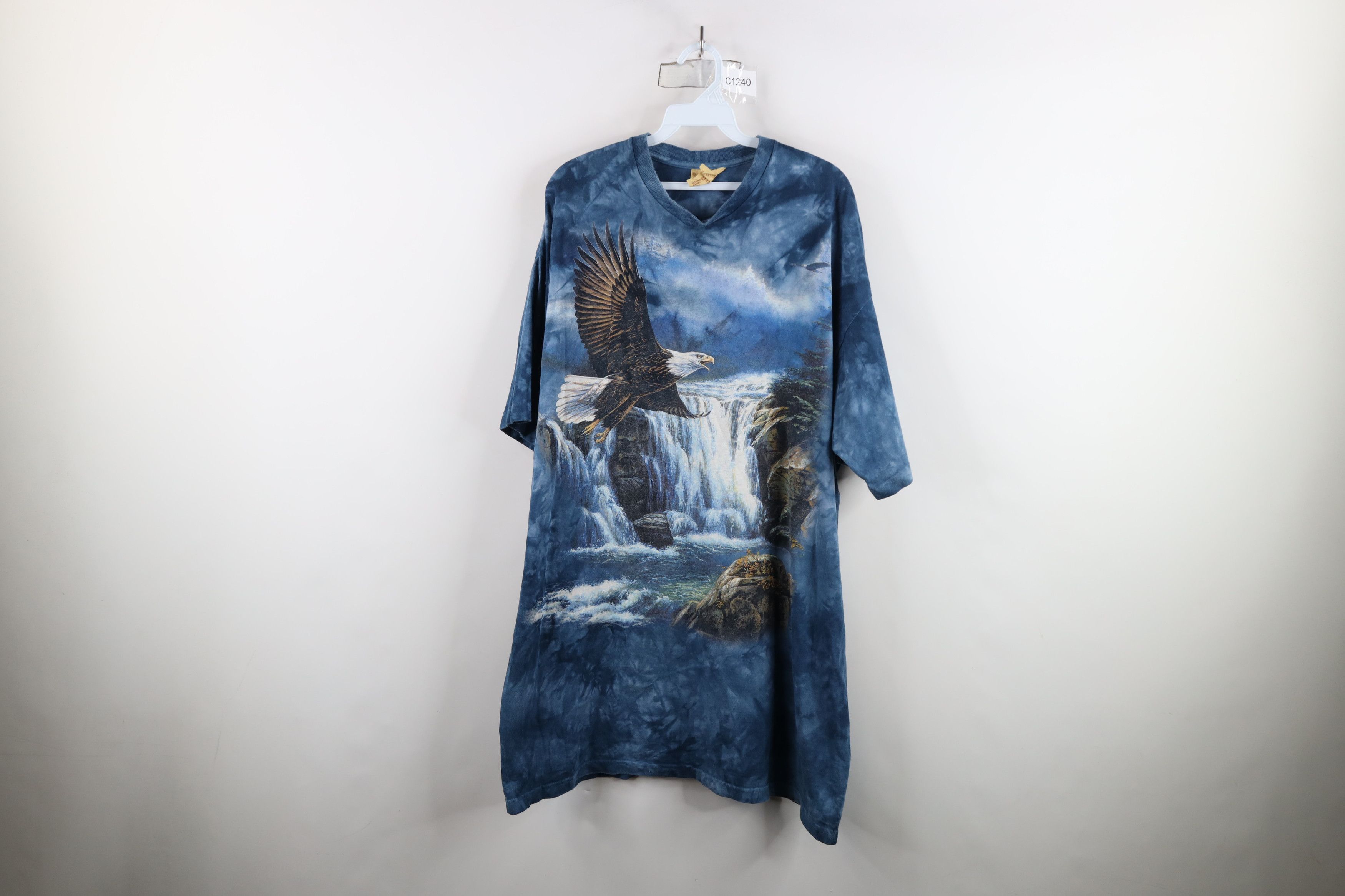 Vintage Vintage Y2K 2000 Streetwear Eagle Acid Wash T-Shirt Blue Size US XXL / EU 58 / 5 - 1 Thumbnail