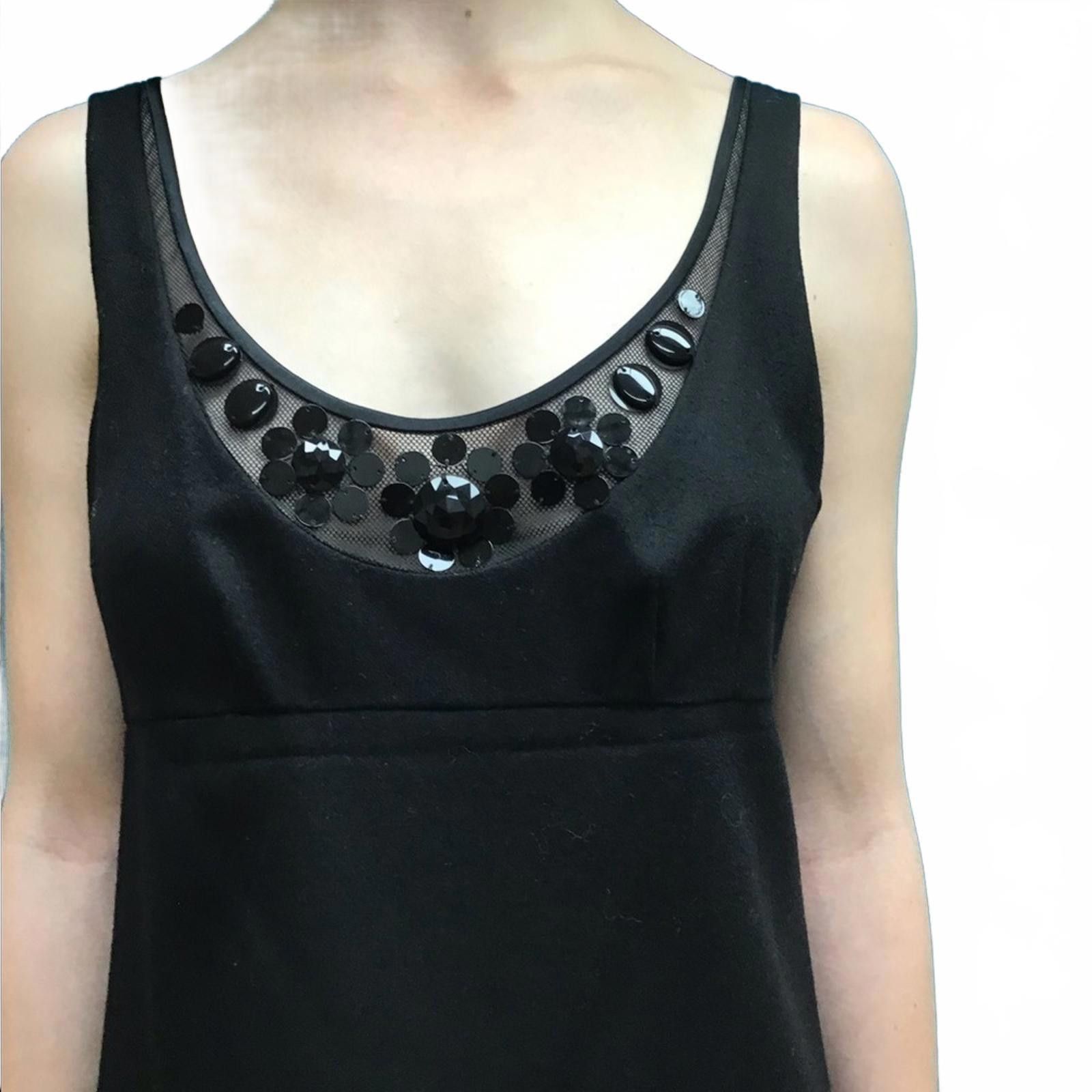 Designer Rebecca Taylor Black Wool Beaded Bodice Dress Sz 4 Size S / US 4 / IT 40 - 5 Thumbnail